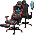 Douxlife 7-Point Massage Gaming Chair with Footrest 400lbs Heavy Duty Ergonomic Computer Chair 175° Reclining High Back Racing Seat for Adults with Adjustable Armrests &amp Lumbar Support Red