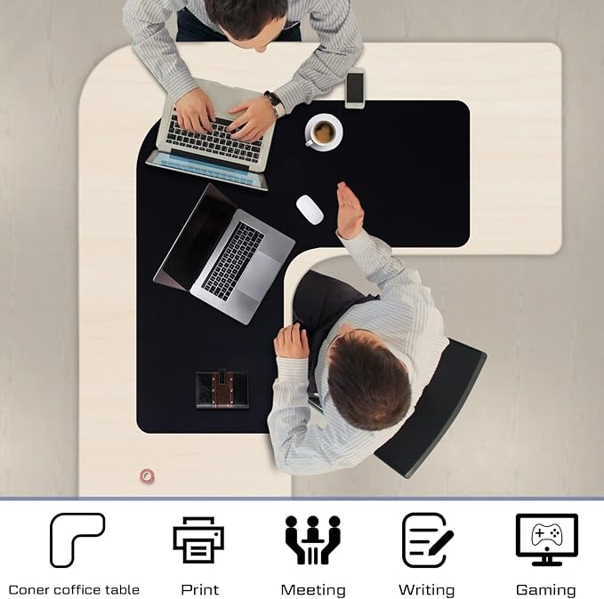 Amylove L Shaped Desk Mat Corner Mouse Pad Waterproof Large Rubber Corner Desk Mat for Office Home L Shaped Curved Keyboard Pad Gaming Setup Computer Protection Supplies 36.2 Inches(Black)