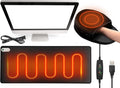 VIHOSE 2 Pcs Heated Desk Pad USB Mouse Hand Warmer Electric Warm Faux Leather Pad Large Safe Desk Keyboard Mat with 3 Heating Levels for Computer Users Gift Home Work Office Black