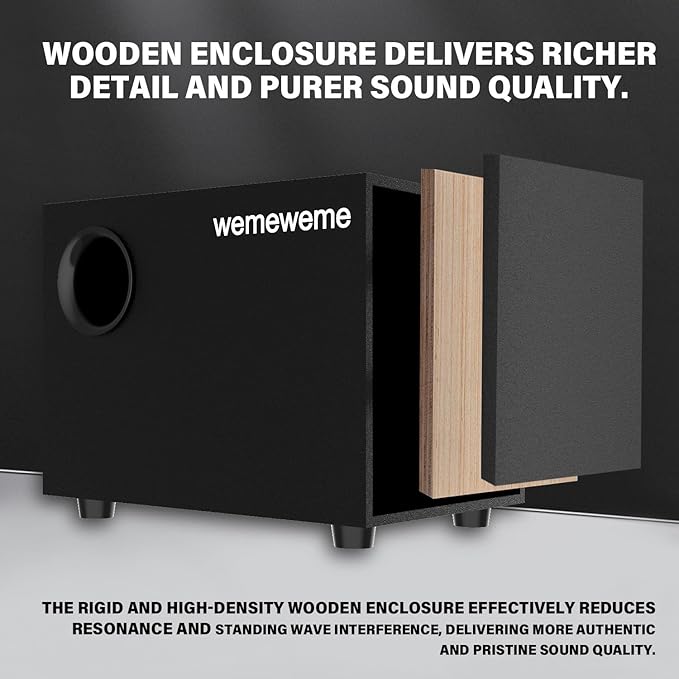 Computer Speakers PC Speakers with Subwoofer 2.1 Gaming Speakers for Desktop PC USB Powered Wired 3.5mm Aux for Monitor Laptop Desk