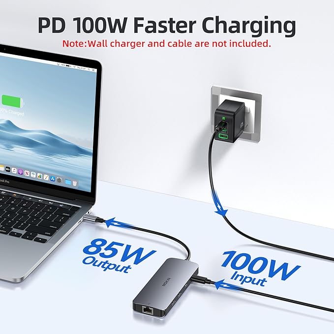 USB C Docking Station 3 Monitors MOKiN USB C Docking Station with 2 HDMI 4K DisplayPort 1Gbps Ethernet 100W PD Charging 3 USB A/C 3.0 Multiport Adapter for Dell/HP/Lenovo/Surface