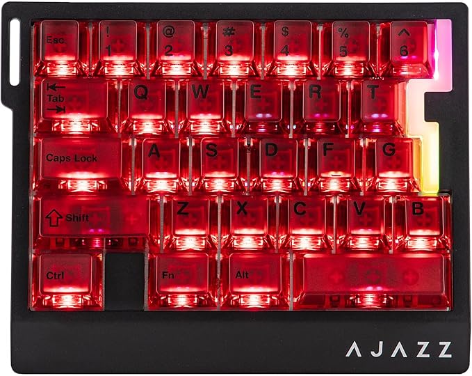 MechLands AJAZZ AK029 One Handed Gaming Keyboard 8Khz Polling 29 Keys Rapid Fast Wired Keyboard SOCD &amp DKS Magnetic Switch Adjustable Actuation RGB Backlits Aluminum Plate (Red Transparent)