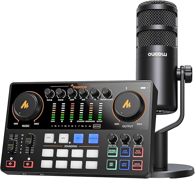 MAONO XLR Podcast Microphone Cardioid Studio Dynamic Mic for Vocal Recording Streaming Voice-Over Voice Isolation Technology Metal Mic Works for Audio Interface Mixer Sound Card