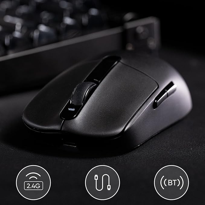 Akko Dash Max Wireless Gaming Mouse 8K Polling Rate with PAW3395 Sensor 26000 DPI 40g Ultra Lightweight Akko Custom Optical Switches BT/2.4G/Wired Symmetrical Computer Mouse Black