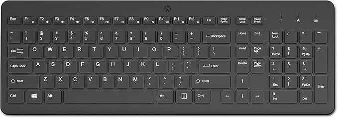 HP 220 Wireless Keyboard - 2.4GHz Connectivity w/Data Encryption - Low-Profile Chiclet Keys - Win/Mac - Laptop PC Compatible - Shortcut Keys &amp Num Pad - LED Num Caps &amp Scroll Lock (‎‎805T2A