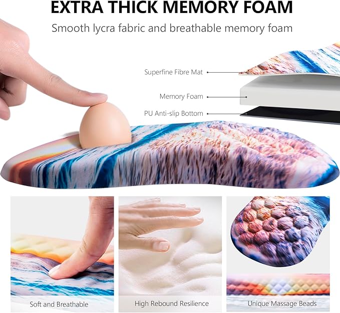 Mouse Pad Wrist Support Laokiiy 2 in1 Keyboard Wrist Rest+ Ergonomic Mouse Pad Non-Slip Wrist Rest for Computer Keyboard Made Easy Typing &amp Relieve Wrist Pain(Sunrise Beach)