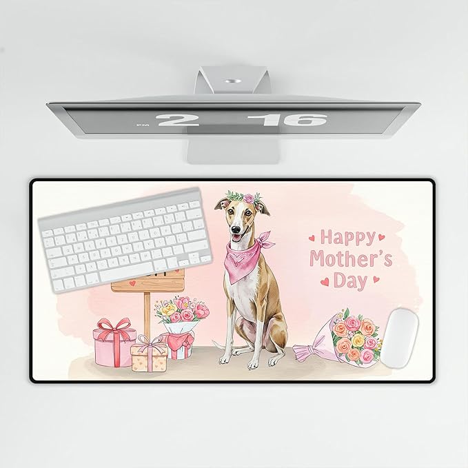 Happy Mother's Day Whippet Love Dog Mom Heart Flower Desk Mat Full Keyboard Mouse Pad Dog Lover Large Mousepad 12004