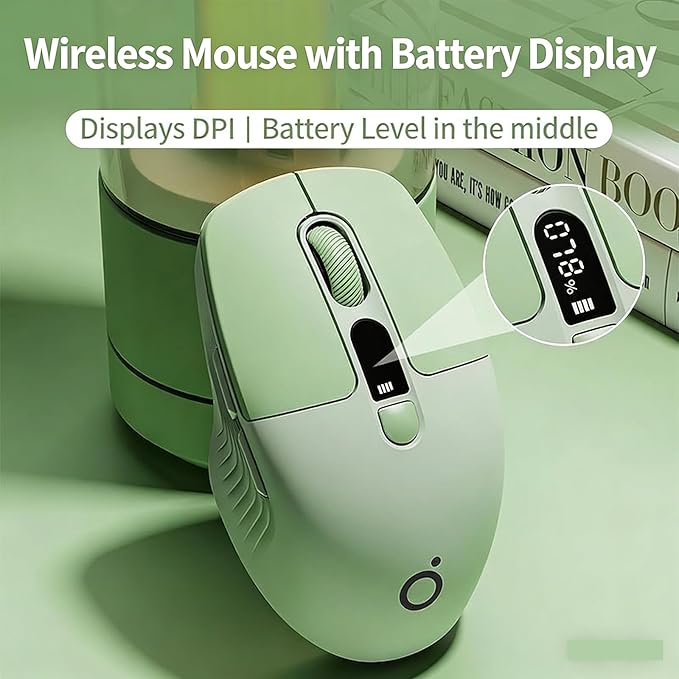 Rechargeable Silent Wireless Mouse with DPI/Battery Display BT/2.4G Ergonomic Portable Mouse for Laptop PC Mac iPad - Small Hands (Blue)