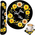 Keyboard Wrist Rest and Mouse Wrist Rest Pad with Cup CoasterMade of Memory FoamErgonomic SupportEasy-Typing and Pain Relieffor Gaming Office Home ComputerYou Got This Sunflower