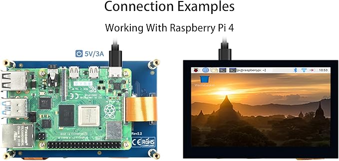 waveshare 4.3 inch DSI LCD Display for Raspberry Pi 4B/3B+/3A+/3B/2B/B+/A+/Compute Module 3+/3/4 800×480 Touchscreen Capacitive IPS Screen Monitor Support Raspbian/Ubuntu/Kali /WIN10 IoT/Retropie