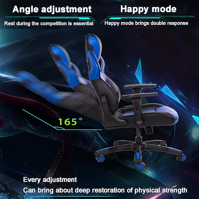Office Chair Gaming Chair Computer Chair Racing Office Computer Chair Height Adjustable Swivel Chair High Back Task ChairExecutive Game Chair Recliner Gamer Chair for Women Men AdultsPU Le