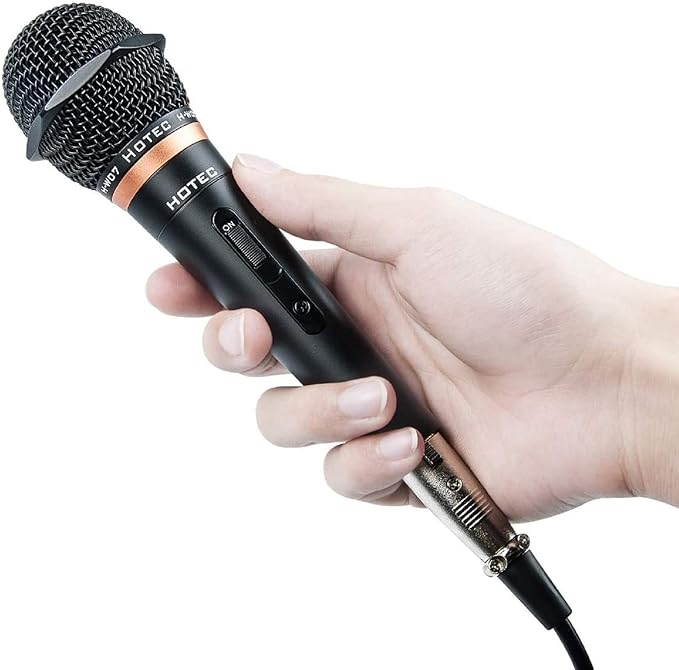 HOTEC Premium Wired Vocal Dynamic Handheld Microphones - Includes 19ft Detachable XLR Cable and ON/Off Switch - 2 Pack Metal Black