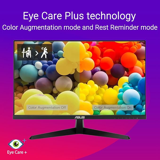 ASUS 24 FHD IPS Gaming Monitor 1080P Display 120Hz 1ms FreeSync Built-in Speakers Eye Care Plus Technology VESA Mountable TUV Certified Low Blue Light HDMI VGA