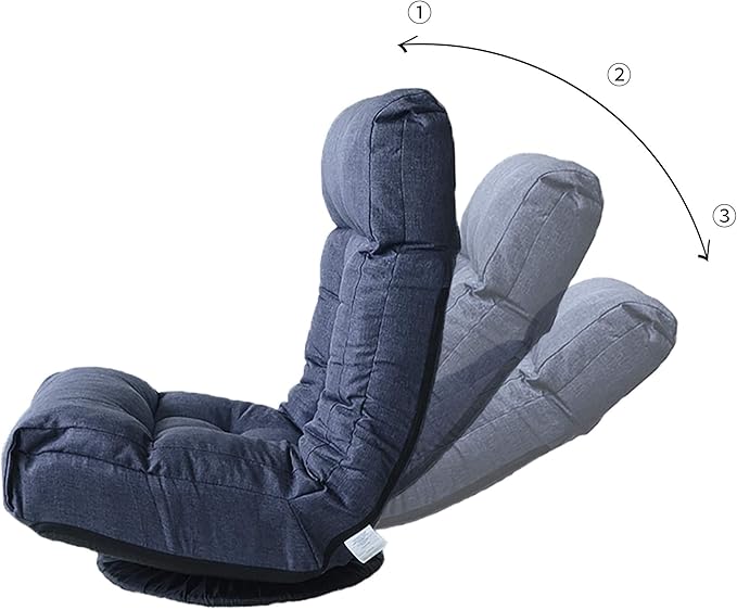 Floor Chair Floor Gaming Chair Comfy Chair Swivel Adjustable Chair with Ottoman (Navy)