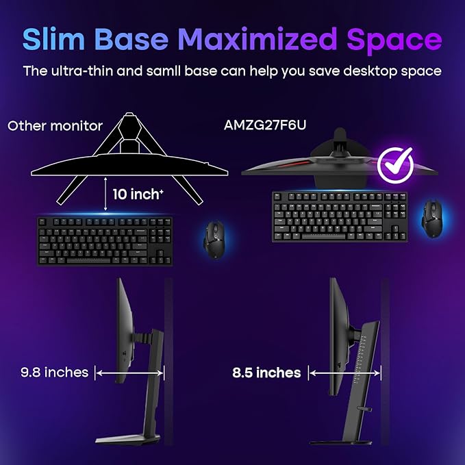 Amzfast 27’‘ 4K Gaming Monitor HDR 400 UHD 160Hz 144Hz | FHD 320Hz 300Hz Dual Mode PC Monitor Built-in Speakers 1ms Fast IPS 126% sRGB PIP/PBP HDMI 2.1 x 2 &amp DP 1.4 x 2 Height Adjustment VES