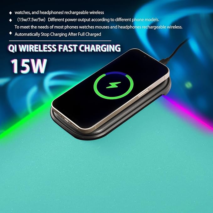 Teal Mouse Pad Gaming Mousepad Non Slip Desk Mat Wireless Charging RGB Computer Mouse Pads Keyboard Pad Mats for Desktop Home Office 35.4 x 15.7 in