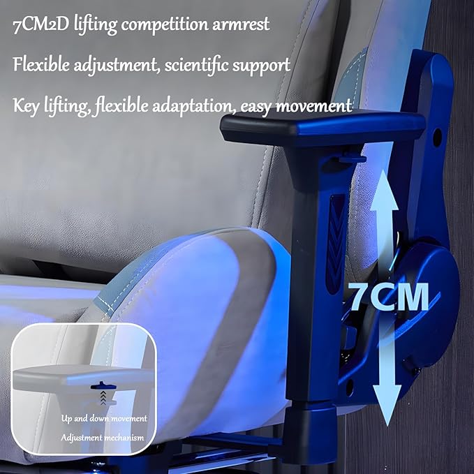 Ergonomic Gaming Chair with footrest.High Back Reclining Computer Gamer Chair for Adultwith Pocket Spring Cushion-Adjustable 160-degree ReclineRacing Style PC Video Game ChairGray