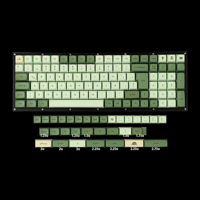 Matcha Dye Sub ZDA PBT Keycap XDA V2 German French Spain ISO Keycaps for MX Keyboard 104 87 61 96 KBD75 80 GK64 68 Keychron