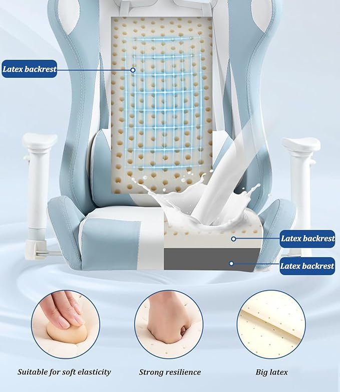 Video Gaming Chair Office Chair High Back Computer Chair Adjustable Back Ergonomic Chair with Headrest and Lumbar Support Gaming Chair with Footrest PU Leather ReclinerPink