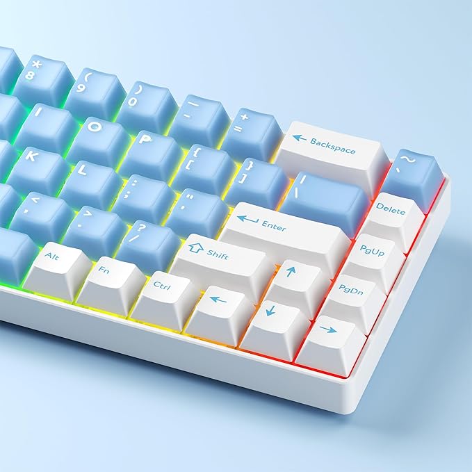 XVX Double Shot PBT Keycaps Set 216 Keys Cherry Profile Custom Keyboard Keycaps Jade Translucent Key caps Compatible with 61/64/68/84/87/100/104/108 ANSI and ISO Layout Mechanical Keyboard