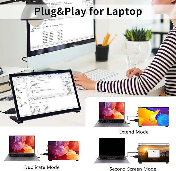 GeeekPi 10.1 Inch LCD Screen for Raspberry Pi 1024x600 IPS LCD Display HDMI Portable Monitor for Raspberry Pi 5/Pi 4B/3B+/3B/B+/Zero/400 Win11/10/8/7 Free Driver (Non-Touch)
