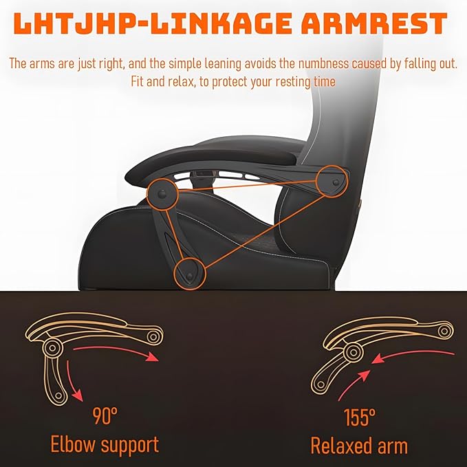 Gaming Chair with Footrest for AdultsErgonomic Computer Chair High Back Reclining Game Chair Pu Leather 350LBSHeight Adjustable Swivel Gamer Chair for GamingBlack