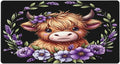 Cute Highland Cow Purple Floral Mouse Pad Non Slip Large Desk Keyboard Mat Gaming Protection Pad 16X29.5 Inch