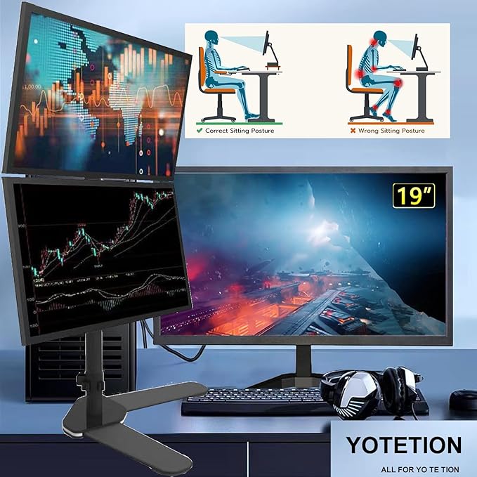 19 inch HD (1440 x 900) Monitor 2PACKS 75Hz Refresh Rate HDMI x1 Small Thin Monitor for laptops Computers and desktopsLED Display VGA/HDMI Connection.VESA:75 * 75MM