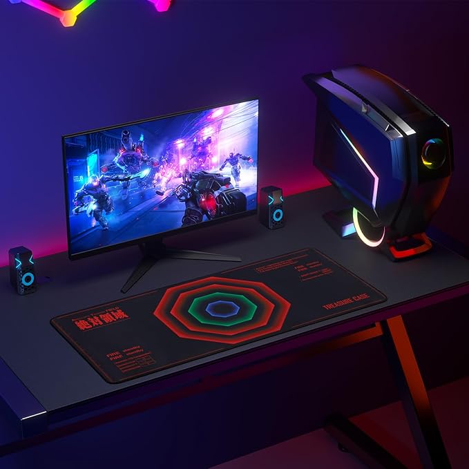 Mouse pad - Evangelion-Inspired AT Field Core Design Large 35.4x15.7 Octagonal Sci-Fi Graphics