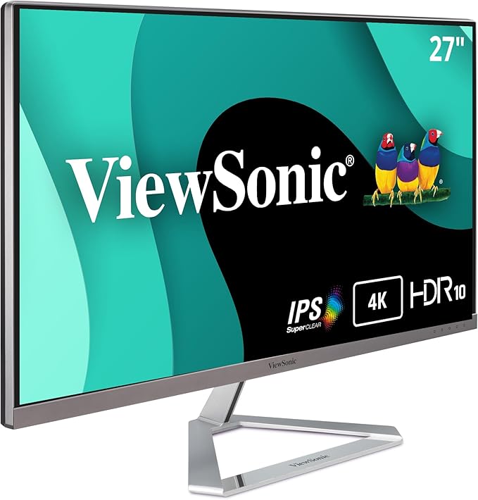 ViewSonic VX2776-4K-MHDU 27 Inch 4K UHD IPS Monitor 65W USB C HDR10 Content Support Thin Bezels HDMI and DisplayPort
