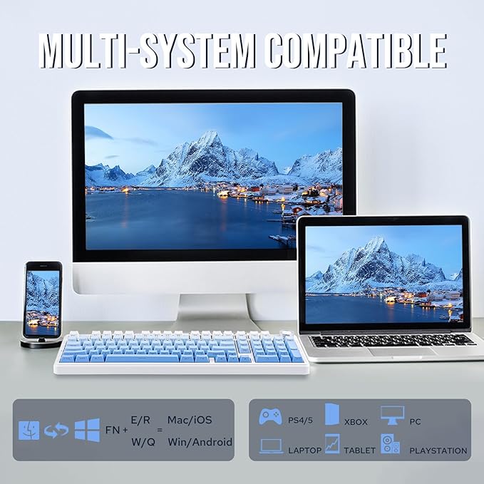 EPOMAKER X Aula F99 PRO Wireless Gaming Keyboard with 8000mAh Battery Hot Swappable Creamy Keyboard 2.4GHz/Type-C/BT5.0 NKRO RGB Backlit for Win/Mac/Gaming (Blue Gradient)