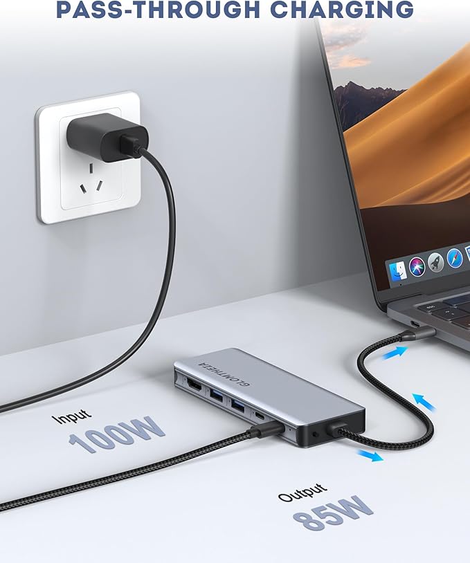 USB C Hub for MacBook Air/Pro Mac mini Laptop Multiport Adapter Dongle Dock Docking Station with M.2 NVMe SSD Enclosure 4K60Hz HDMI USB 3.2 Gen 2 100W Pass-Through Charging