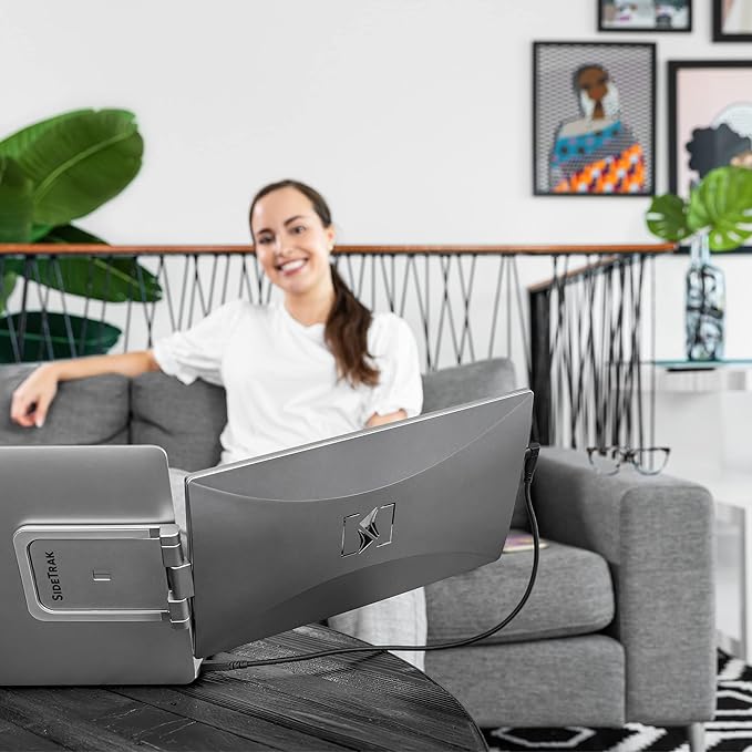 SideTrak Swivel 14 Portable Monitor for Laptop Screen Extender with Patented Swivel Hinge Attachable Travel Monitor Dual Screen FHD Display USB-C® &amp HDMI (Dark Gray)