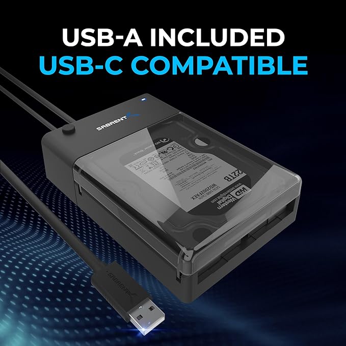 SABRENT USB 3.0 to SATA External Hard Drive Lay-Flat Docking Station for 2.5 or 3.5in HDD SSD [Support UASP] (EC-DFLT)