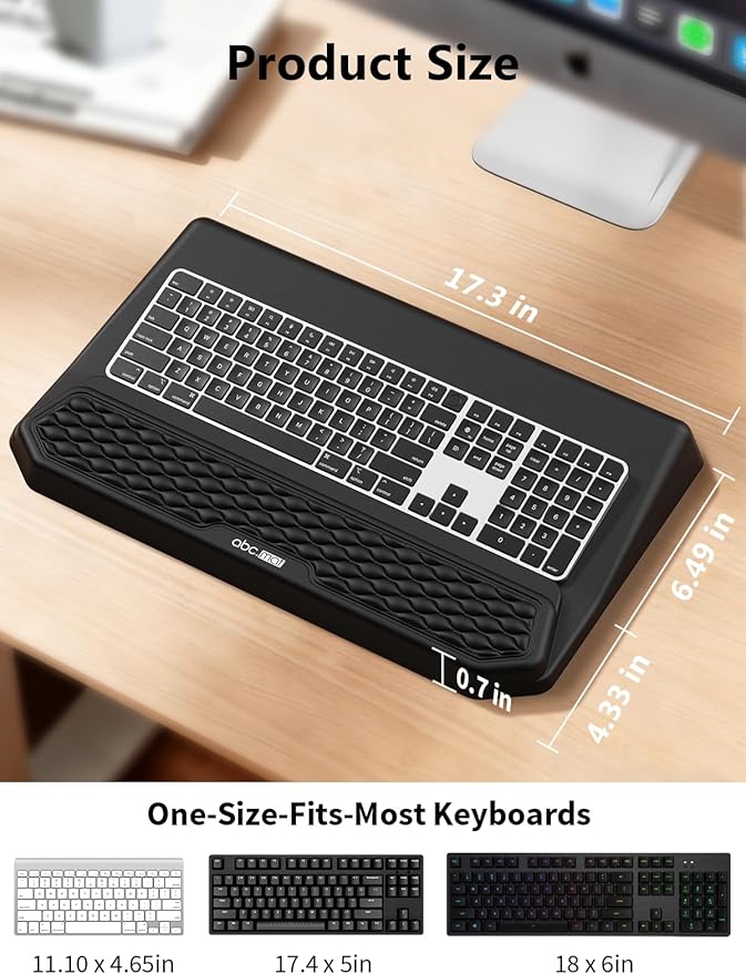 2-in-1 Ergonomic Keyboard Stand with Wrist Rest Comfy Keyboard Riser Holder with Massage Design Black