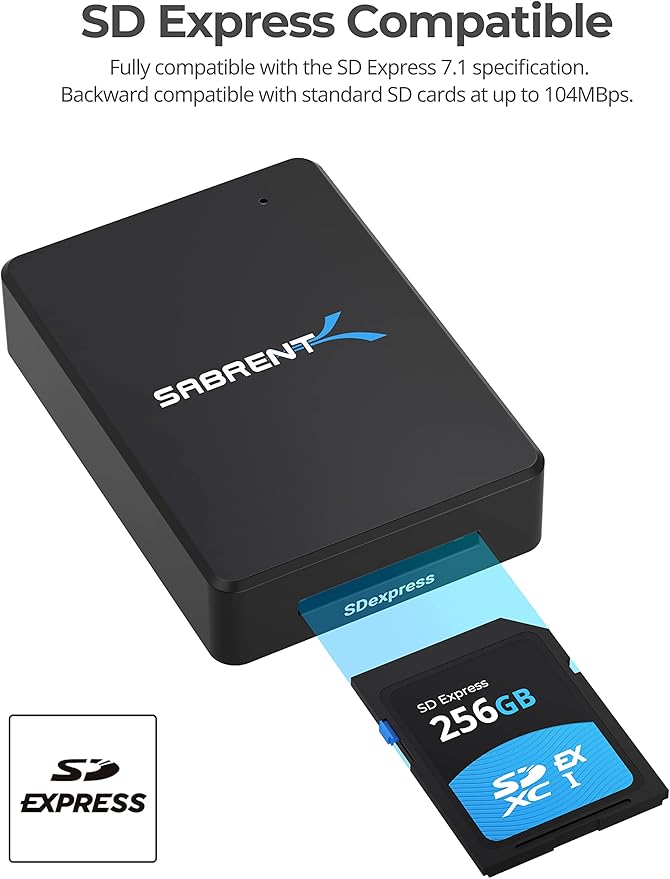 SABRENT USB 3.2 Type-C and Type-A to SD Express 7.1 Card Reader (CR-SDX7)