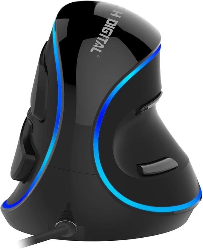 J-Tech Digital Wired Ergonomic Vertical USB Mouse with Adjustable Sensitivity (600/1000/1600 DPI) Scroll Endurance Removable Palm Rest &amp Thumb Buttons [V628]