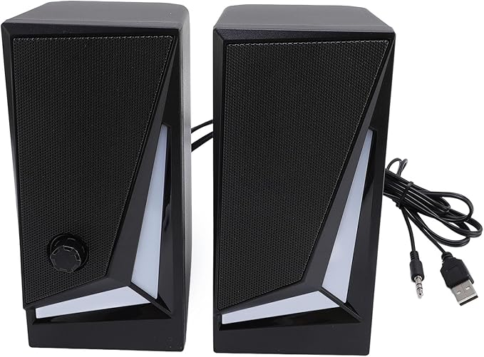 Computer Speakers PC Speakers with RGB 7 Dynamic Light Effects USB Powered PC Speakers with Loud Stereo Sound Headphone in for Desktop Laptop