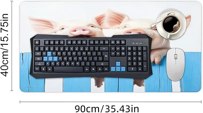 XXL Gaming Mouse Pad Animal Cute Pig XXL Gaming Mouse Pad Large Desk Mat Protector for Desktop Anti-Slip Rubber Extended Computer Keyboard Mat Writing Pad for Work Office 15.7 * 35.4 inB-390