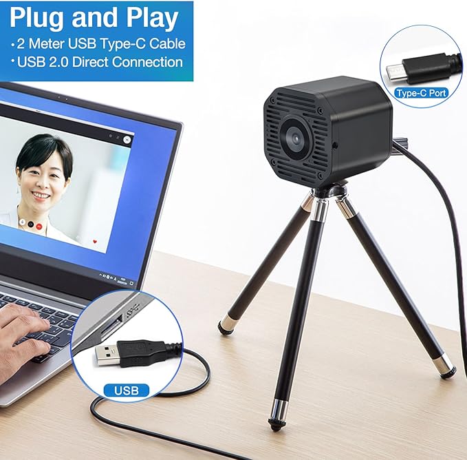 MOKOSE 4K USB WebcamUltra HD 1/1.56 Sensor 50 MP Resolution up to 8160x6120 USB-CAuto Focus and Low Light PerformanceWeb Camera for Streaming Conferencing Calling