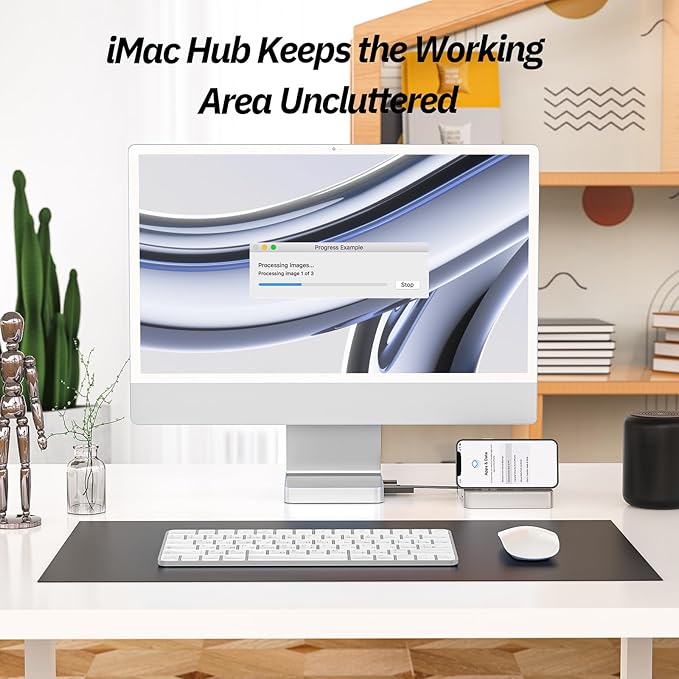 USB C Hub for iMac 24 inch 2021/2023/2024 Minisopuru iMac Hub Support M.2 NVMe SSD iMac Accessories for iMac M1/M3/M4 iMac Adapter with USB A/C 10Gbps SD/TF M.2 SSD (Not Included) Silver