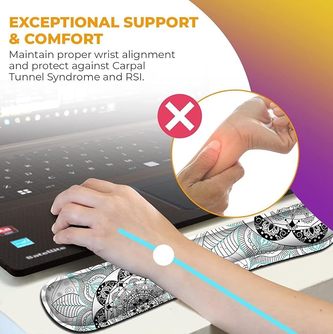 Mouse Pad with Wrist Support Ergonomic Gel Mouse Pad White Mandala Flowers Non-Slip and Durable Memory Foam Keyboard Wrist Rest Suitable for Office Typing Games Non-Slip and Durable