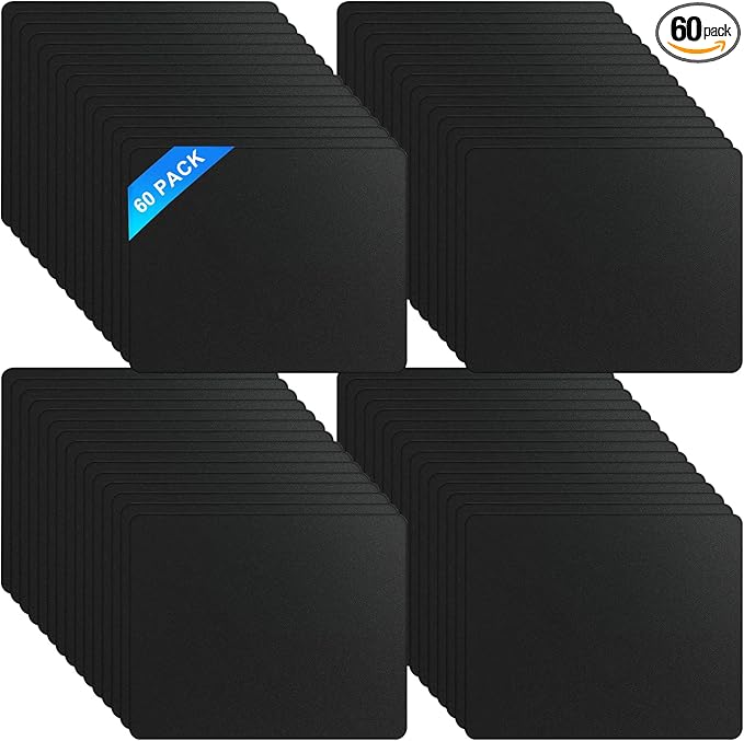 60 Pcs Computer Mouse Pads 7.2 x 8.8 x 0.12 Black Mousepads Bulk with Non-Slip Rubber Base Square Waterproof Mouse Pad Office Accessories for Offices Schools