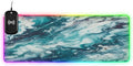 Turquoise Blue Marble Gaming Mouse Pad Led Mousepads RGB Backlit with 14 Lighting Modes Non Slip Base Soft Computer Keyboard Mat for Gaming PC Laptop Desk S