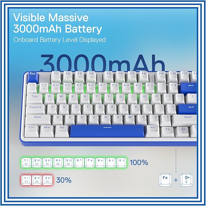 Redragon K685 PRO 104 Keys Wireless Gasket RGB Gaming Keyboard 3-Modes 100% Layout Mechanical Keyboard w/Hot-Swap Socket Sound Absorbing Pads &amp Linear Red Switch Klein Blue &amp Oia White