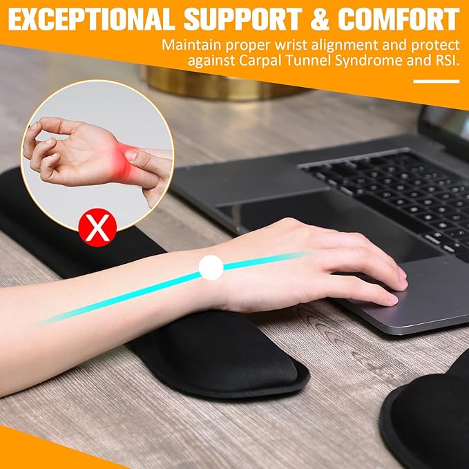 20 Pcs Keyboard Wrist Rest &amp Mouse Pad Set with Wrist Support Black