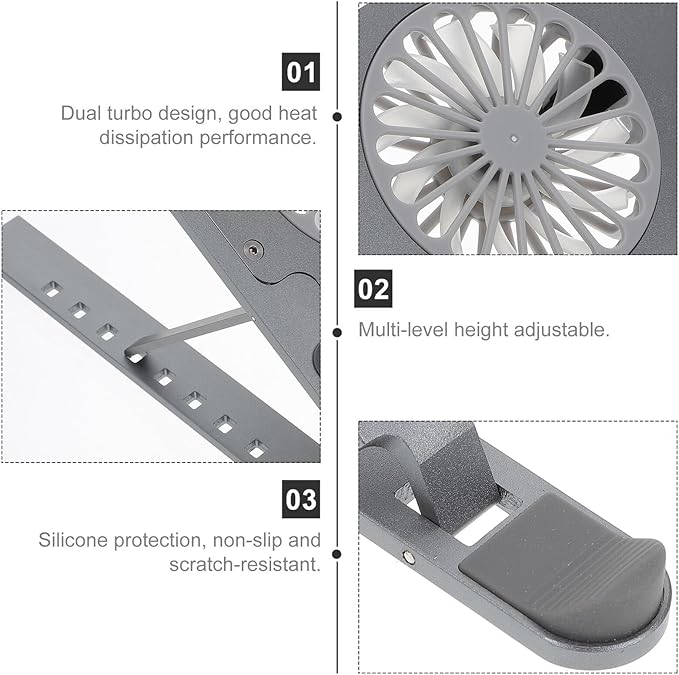 Aluminum Laptop Cooler Stand with USB LED Fan Ventilated Air Circulation and Protection for Gaming and Work and Practical Cooling Pad Holder