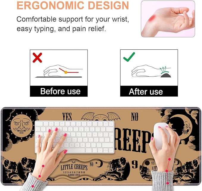 Ergonomic Keyboard Wrist Rest &amp Mouse Pad Wrist Rest Set Large XXL Gaming Desk Mat 31.5x 11.8 with Non-Slip Base Memory Foam Easy Typing Pain Relief for Home &amp Office Ouija Board
