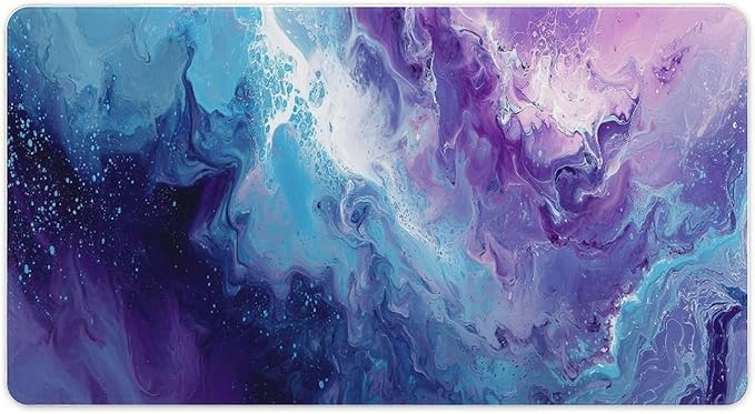 Blue Purple Marble Gaming Mouse Pad Non-Slip Rubber Base XXL Mousepad with Stitched EdgesWaterproof Washable Mouse Mat for Desk Home Office Gaming 29.5x16