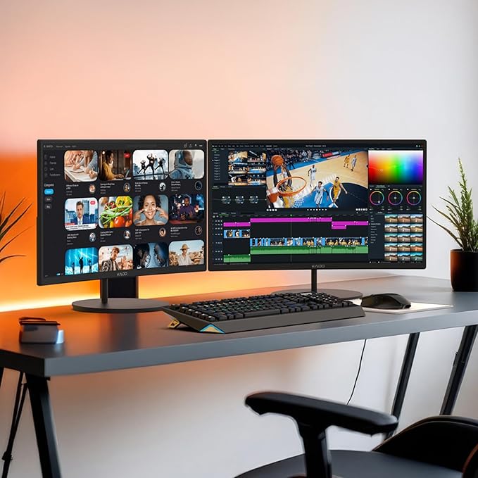 Kado Dual Monitor Setup - 2-Pack 27 Curved 1500R 1920x1080 Computer Monitor 75Hz VESA Mount HDMI Office Gaming Built-in Speakers (C27 Dual Series)